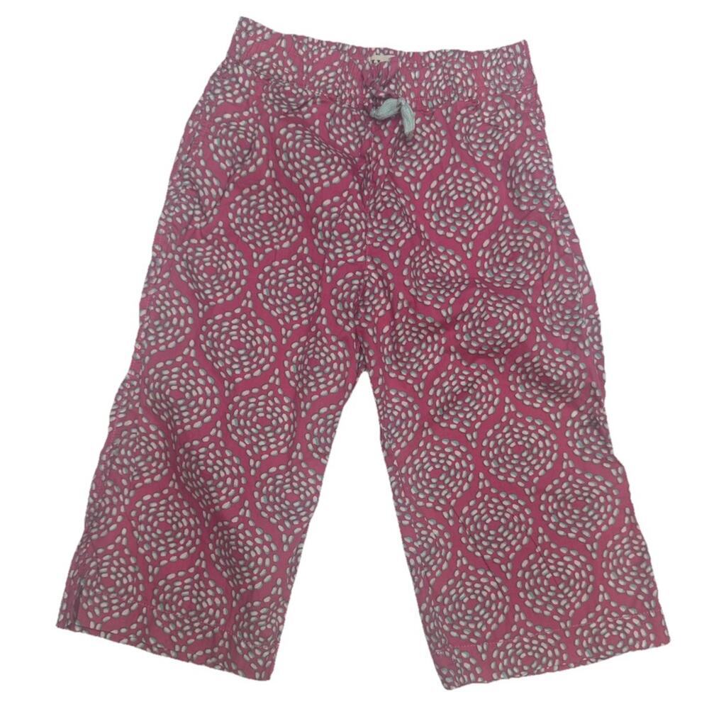 Hatley Girls Pink Patterned Wide Leg Pants Size 8 Cotton Pull On